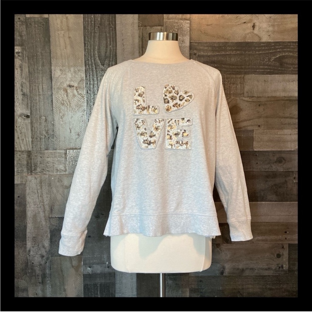 Style & Co sweatshirt large sparkly leopard print sequins Lovecore feminine